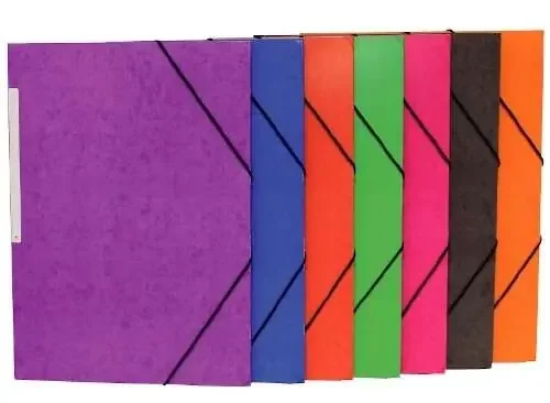 Mariola Carpeta de Carton Simil Prespan con Etiqueta en Lomo Folio 500gr/m2 – Medidas 34x25cm – Cierre con Goma Elastica – Colores Surtidos (20 uds)