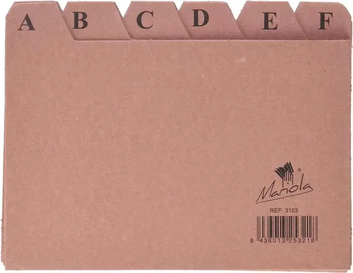 Mariola Indice A-Z Nº3 para Fichero – Medidas 150x100mm – Color Marron