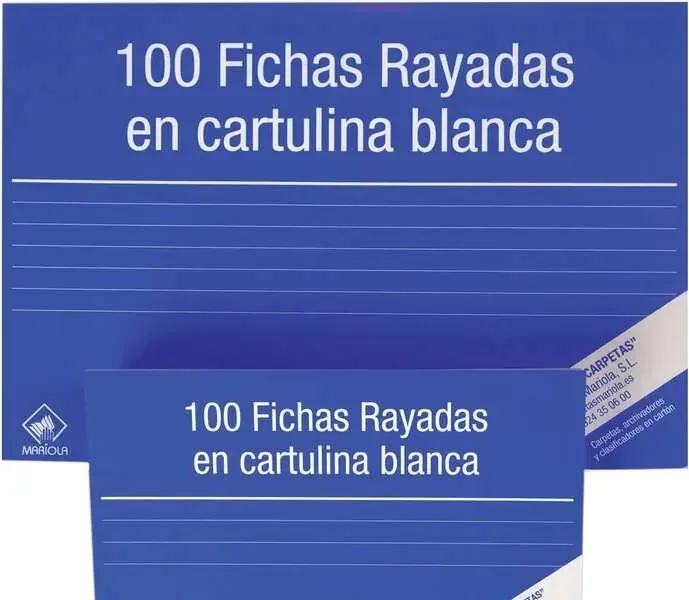 Mariola Pack de 100 Fichas Rayadas Nº3 para Fichero – Medidas 150x100mm – Color Blanco