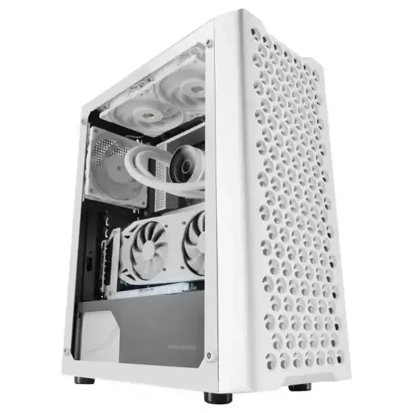 Mars Gaming MC-iPRO Semitorre Profesional – Cristal Templado – Rejilla 3D – Soporte ATX – Refrigeracion Avanzada – Conectividad USB 3.0 – Color Blanco