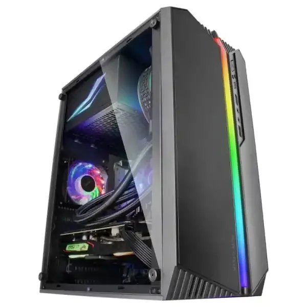Mars Gaming MC-S1 Caja Compacta Gaming – Iluminacion ARGB 12 Modos – Ventana Lateral Completa – Refrigeracion Avanzada – Compatible Micro-ATX/Mini-ITX – Color Negro