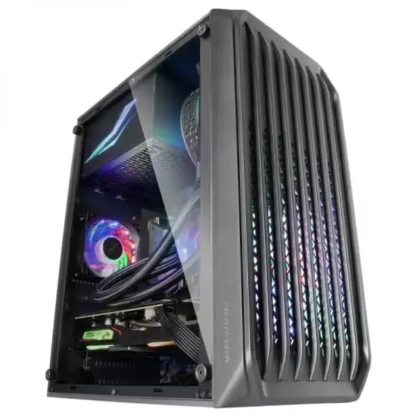 Mars Gaming MC-S2 Caja Compacta Gaming – Ventiladores FRGB – Flujo de Aire Optimo – Ventana Lateral Completa – Compatible Micro-ATX/Mini-ITX – Color Negro
