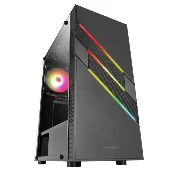 Mars Gaming MC-U3 Caja Full ARGB – Iluminacion ARGB Frontal – Ventana Cristal Templado – Soporta 6 Ventiladores – Compatible ATX/mATX/mini-ITX – Color Negro
