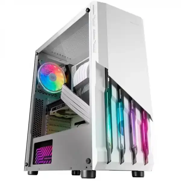Mars Gaming MC-X2 Caja PC – Frontal Acero FRGB – Ventana Lateral Completa – Soporte 4 Ventiladores – Espacio para Componentes Alto Rendimiento – Color Blanco