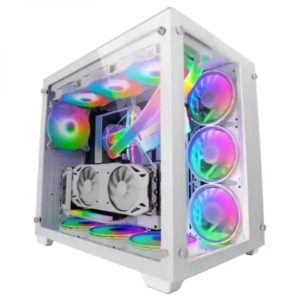 Mars Gaming MCV3 Caja Custom – Doble Ventana Cristal Templado – Capacidad XXL – Estructura Modular – Soporte Refrigeracion Liquida – Color Blanco