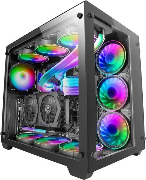 Mars Gaming MCV3 E-ATX Caja PC Tamaño XXL – Doble Ventana Cristal Templado – Capacidad Ampliada XXL – Estructura Modular Doble Camara – Soporte Total Refrigeracion Liquida – Color Negro