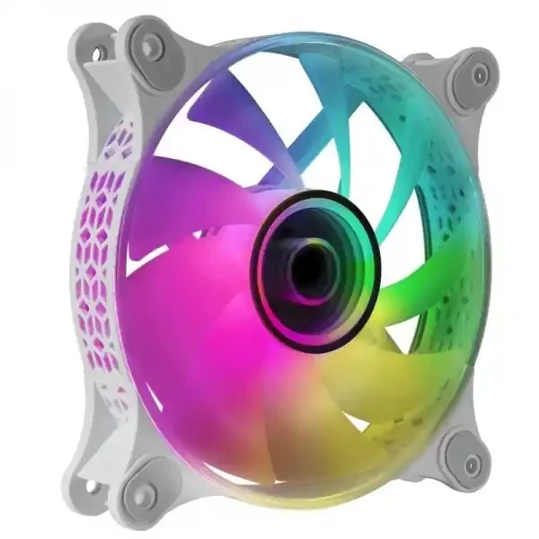 Mars Gaming MF-3D Ventilador ARGB – Efecto Espejo Infinito 3D – Iluminacion 360° – Compatible con Controladores ARGB – Color Blanco