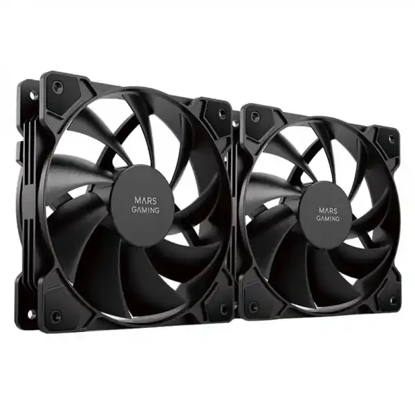 Mars Gaming MFPROX2W Ventiladores Profesionales – Ultra Silenciosos – Rodamientos FDB – Conectividad 3PIN+4PIN – Kit de 2 Unidades – Blanco o Negro – Color Negro