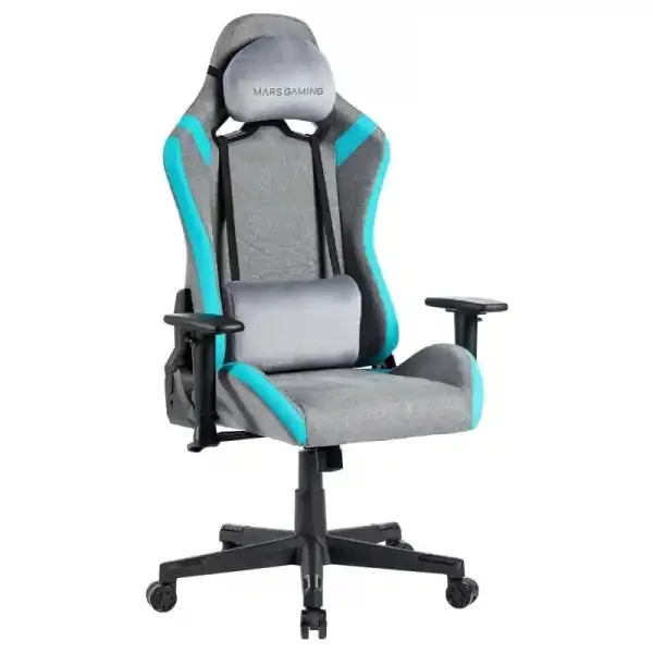Mars Gaming MGC-PRO Silla Gaming – Fabric Transpirable – Cojines Soft-Touch – Reposabrazos 2D – Respaldo Reclinable – Soporta 150 kg – Base de Acero – Color Gris