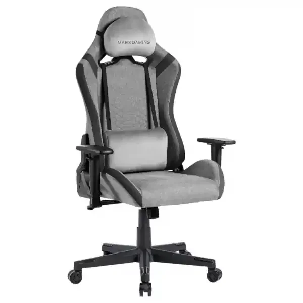 Mars Gaming MGC-PRO Silla Gaming – Fabric Transpirable – Cojines Soft-Touch – Reposabrazos 2D – Respaldo Reclinable – Base de Acero – 13 Colores – Color Gris