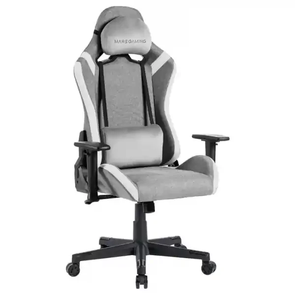 Mars Gaming MGC-PRO Silla Gaming – Fabric Transpirable – Cojines Soft-Touch – Reposabrazos 2D – Respaldo Reclinable – Estructura Resistente – Color Gris