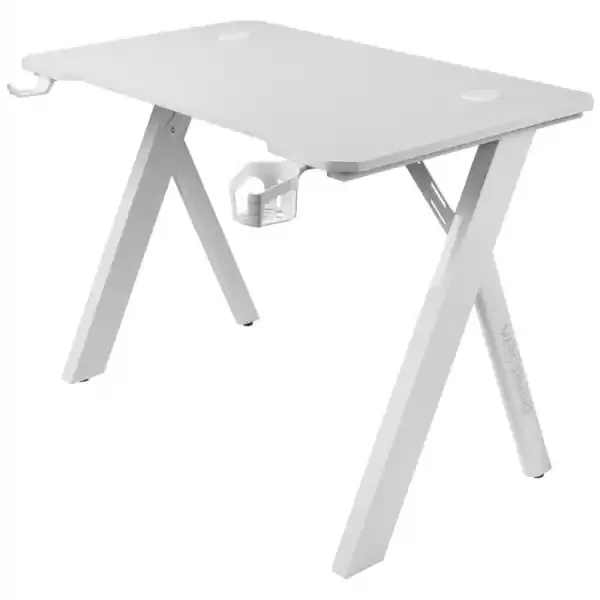 Mars Gaming MGD100RGB Mesa Gaming – Iluminacion RGB Control Remoto – Estructura Acero y Fibra de Carbono – Alfombrilla XXL Incluida – Color Blanco