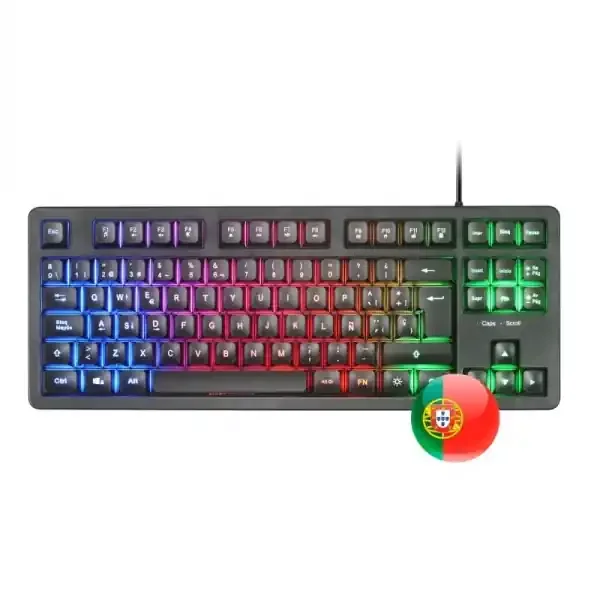 Mars Gaming MK023 Teclado Gaming – Tecnologia H-Mech RED – Iluminacion FRGB LED – Anti-Ghosting – Compatibilidad Universal – Estructura Robusta – Portugues – Color Negro