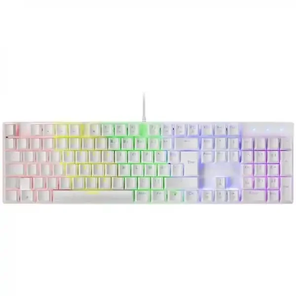 Mars Gaming MK422 Teclado Mecanico RGB – Switches Antipolvo – Teclas Imborrables – 12 Efectos Rainbow – Modo Juego – Anti-ghosting – Multiplataforma – Color Blanco