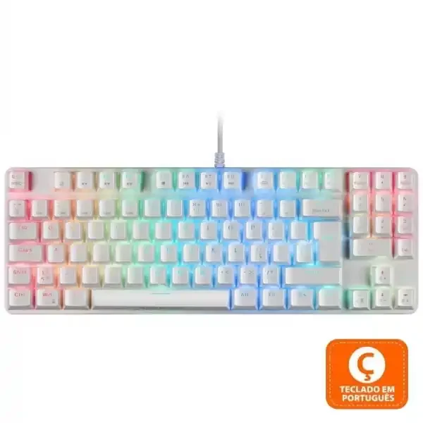 Mars Gaming MKREVO PRO Teclado Mecanico – TKL con Pad Numerico – Switches OUTEMU PRO – Iluminacion FULL RGB – Base de Aluminio – Multiplataforma – Portugues – Color Blanco