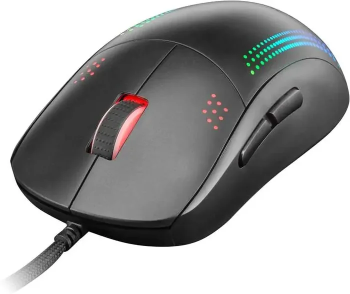 Mars Gaming MMPRO Raton Profesional Ambidiestro 32K DPI – Diseño Ambidiestro Ultraligero – Iluminacion RGB Chroma – Switches Mecanicos KAILH – Cable Feather Paracord – Color Negro