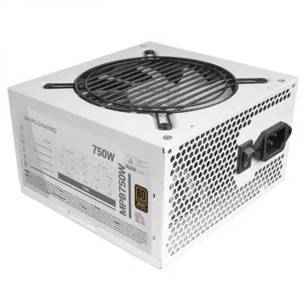 Mars Gaming MPB750 Fuente de Alimentacion – 750W – 80Plus Bronze – AI-RPM Silencioso – Cables Planos – Proteccion Avanzada – Certificacion TÜV Rheinland – Color Blanco