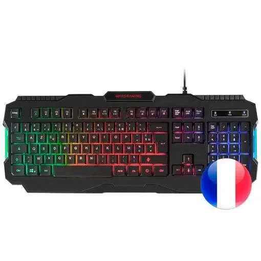 Mars Gaming MRK0 Teclado Gaming RGB Rainbow 9 Colores 15 Teclas de Funcion – 560x199x32mm – Retroiluminacion Multicolor, Capacidad anti-ghosting, Pulsacion Optimizada, Procesador Gaming – Color Negro