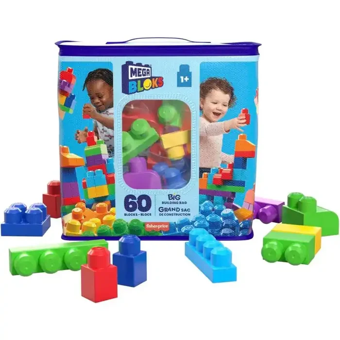 Mega Bloks Bolsa clásica con 60 bloques de construcción, juguetes bebés 1 año Mattel DCH55