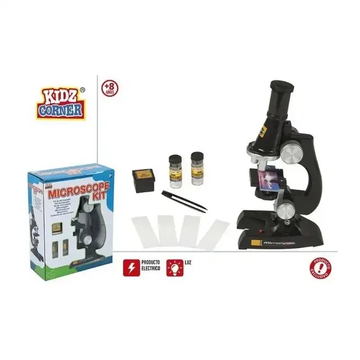 Microscopio de juguete con luz y accesorios
