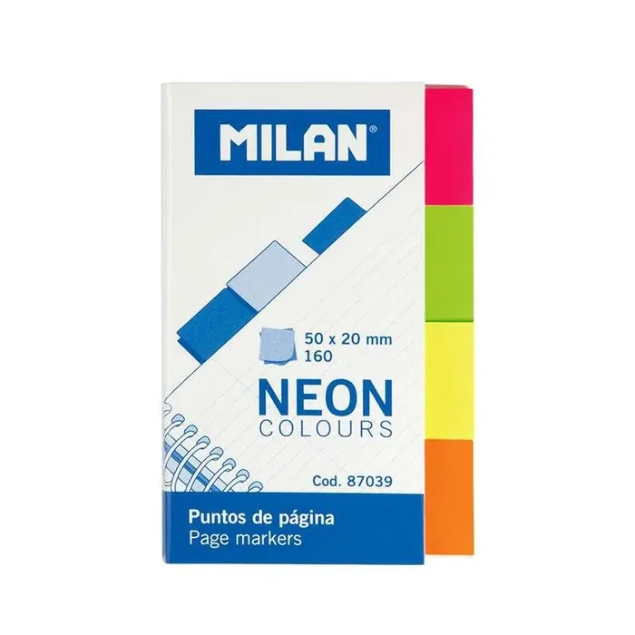 Milan Bloc de 160 Puntos de Pagina Neon – Removibles – Medidas 50mm x 20mm – Colores Surtidos