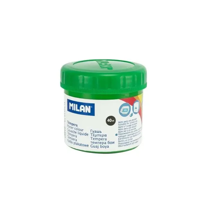 Milan Bote de Tempera – 40ml – Secado Rapido – Mezclable – Color Verde Claro