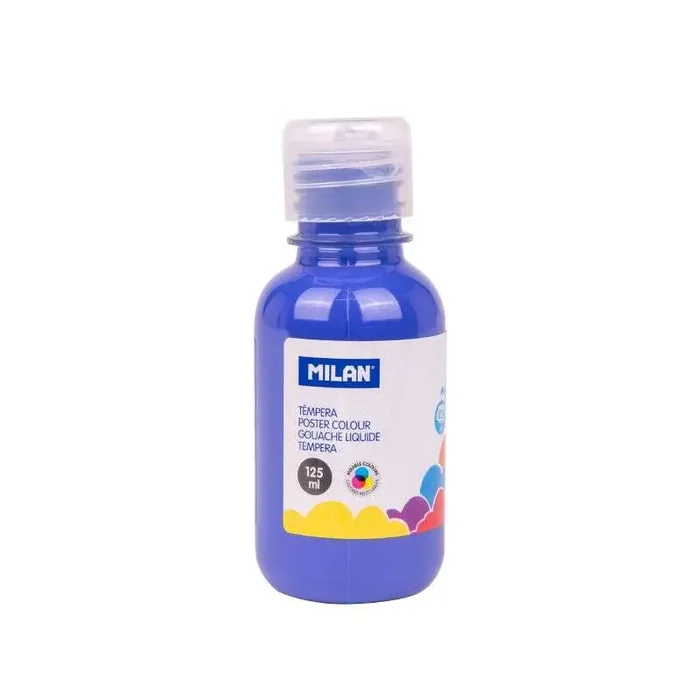 Milan Botella de Tempera – 125ml – Tapon Dosificador – Secado Rapido – Mezclable – Color Azul Marino