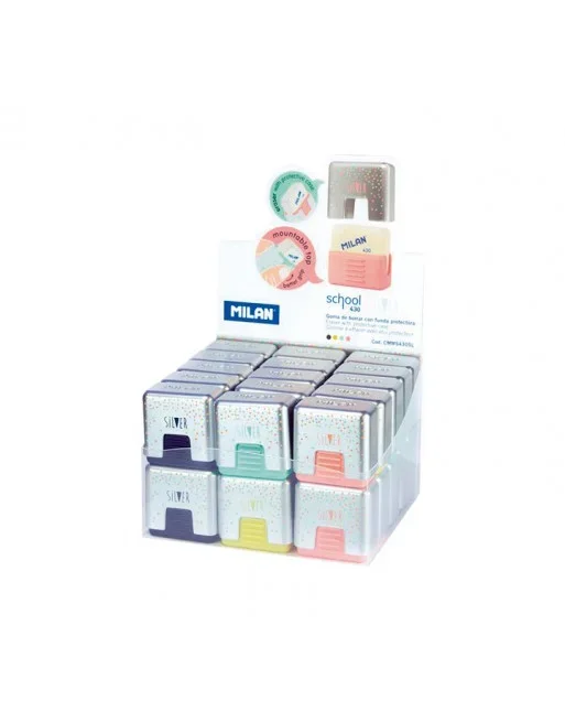 MILAN EXPOSITOR GOMAS 430 C/FUNDA SCHOOL SILVER – CMMS430SL