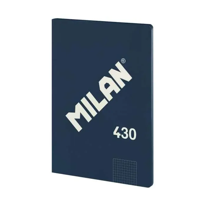 Milan Libreta Encolada Formato A4 Cuadricula 5x5mm – 48 Hojas de 95 gr/m2 – Microperforado – Tapa Blanda – Color Azul Oscuro