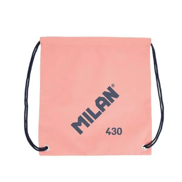 Milan Serie 1918 Bolsa/Mochila de Tiras Grande – Tejido ‘ripstop‘ Ligero y Resistente – Medidas 34x42x0.7cm – Color Rosa