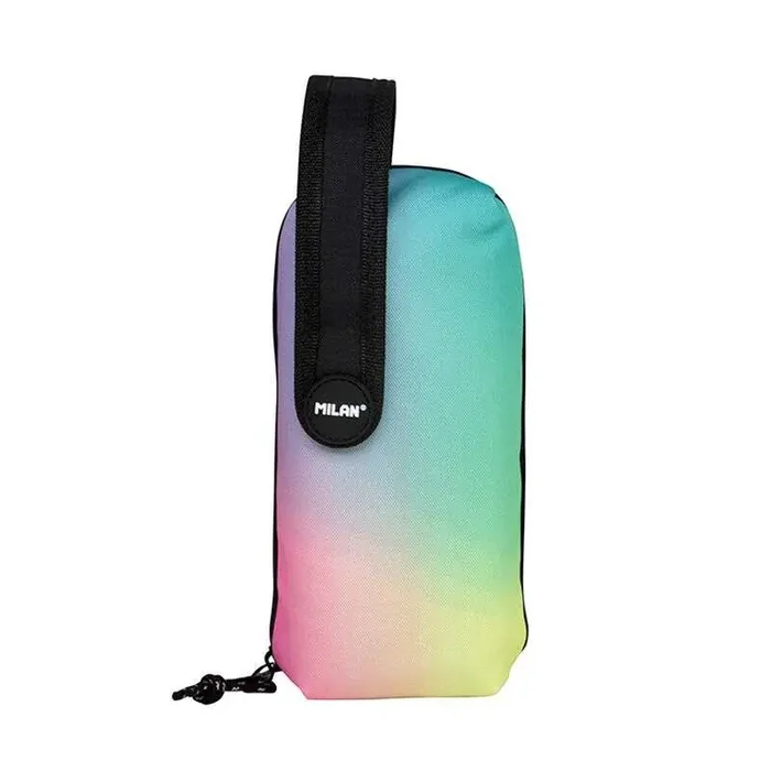Milan Sunset Black Pack de 4 Estuches Portatodo con Contenido de Serie – Contenido Goma de Borrar, 2 Sacapuntas, Lapiz de Grafito HB, 3 Boligrafos Capsule, Regla de 15cm, 12 Lapices de Colores Ergo y 12 Rotuladores
