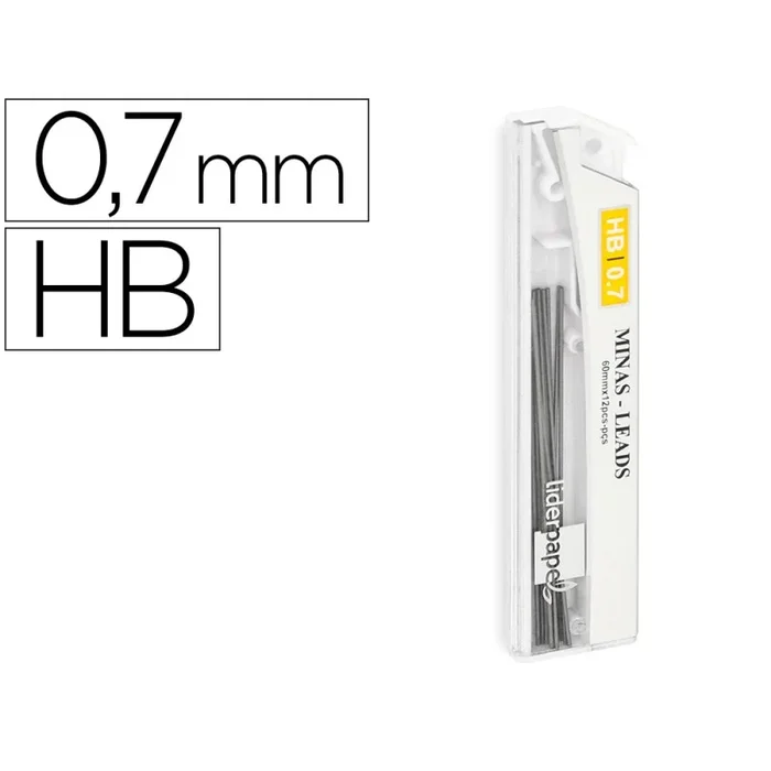 Minas liderpapel grafito 0,7 mm hb tubo de 12 minas longitud 60 mm