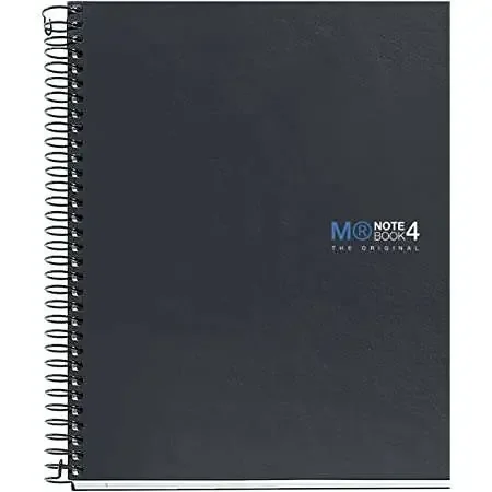 Miquel Rius Notebook4 Cuaderno de Espiral Formato A5 – 160 Hojas Lisas Microperforadas con 2 Taladros – Cubiertas de Carton Extraduro – Color Gris Oscuro