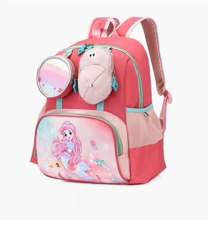 Mochila escolar de 28 cm, bonito y práctico almacenamiento.
