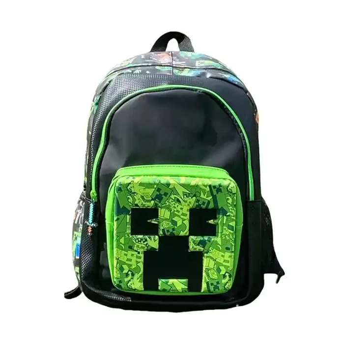 Mochila escolar niño y niña – Gran formato con motivos de píxeles verdes