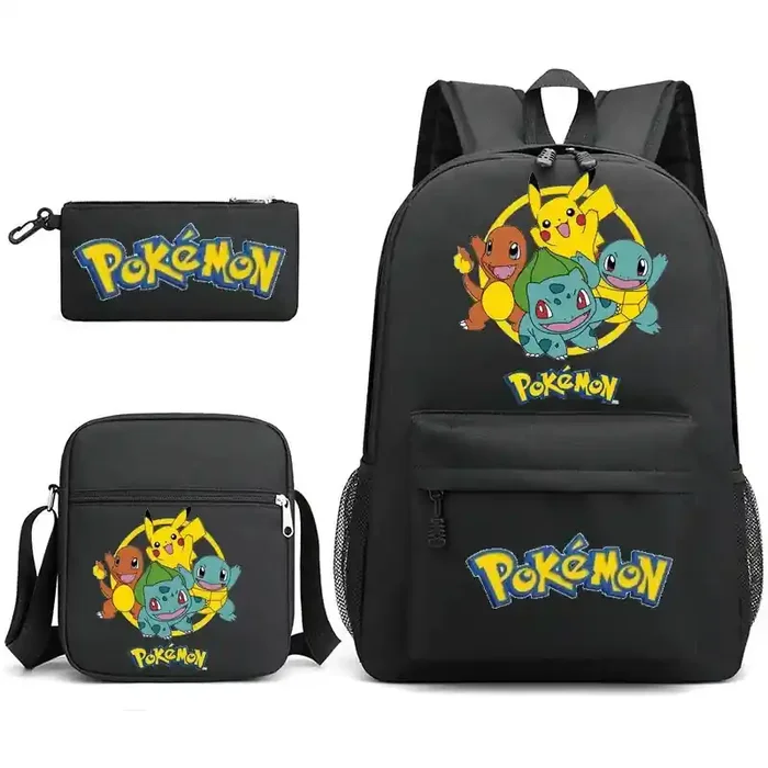 Mochila Escolar Pokemon Impermeable 3 Piezas