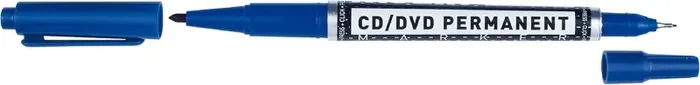 Molin Rotulador Permanente para CD, DVD – Doble Punta 0.4 y 1mm – Tinta Permanente con Base Alcohol – Color Azul (12 uds)