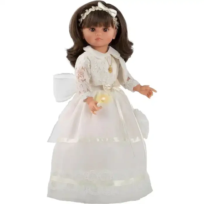 Muñeca Primera Comunión habla y se ilumina la vela 40cm morena