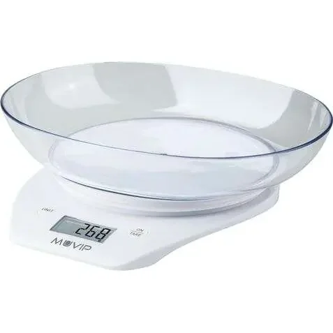 Muvip Bascula de Cocina Digital con Bol – Bol Transparente de 1.5L – Sensor de Alta Precision – Peso Max. 5kg