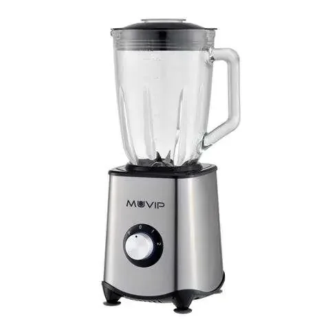 Muvip Batidora de Vaso 1300W 1.5L – 2 Velocidades – Cuerpo y Chuchillas de Acero Inoxidable – Funcion Pica Hielo – Bloqueo de Seguridad