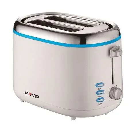 Muvip Design Tostadora de Pan 850W – Capacidad para 2 Rebanadas – 7 Niveles de Tostado – Funcion Calentar, Descongelacion y Recalentar – Parada Automatica y Manual
