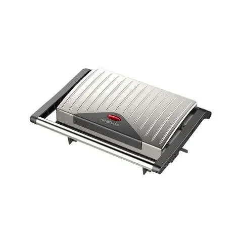 Muvip Sandwichera Inox Placa Lisa 750W – Placa Superior Basculante – Presion Uniforme – Asa Tacto Frio
