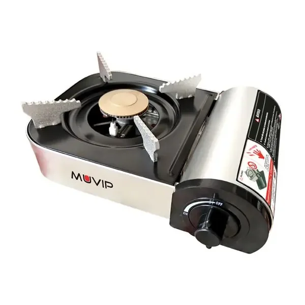 Muvip Serie Small Cocina de Gas Portatil 1 Fuego – Encendido Automatico – Quemador de Aluminio y Cobre – Valvula Doble Sellado – Maleta de Transporte