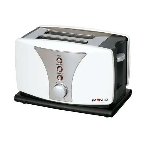 Muvip Top Design Tostadora de Pan 800W – Capacidad para 2 Rebanadas – 6 Niveles de Tostado – Funcion Calentar, Descongelacion y Recalentar – Parada Automatica y Manual