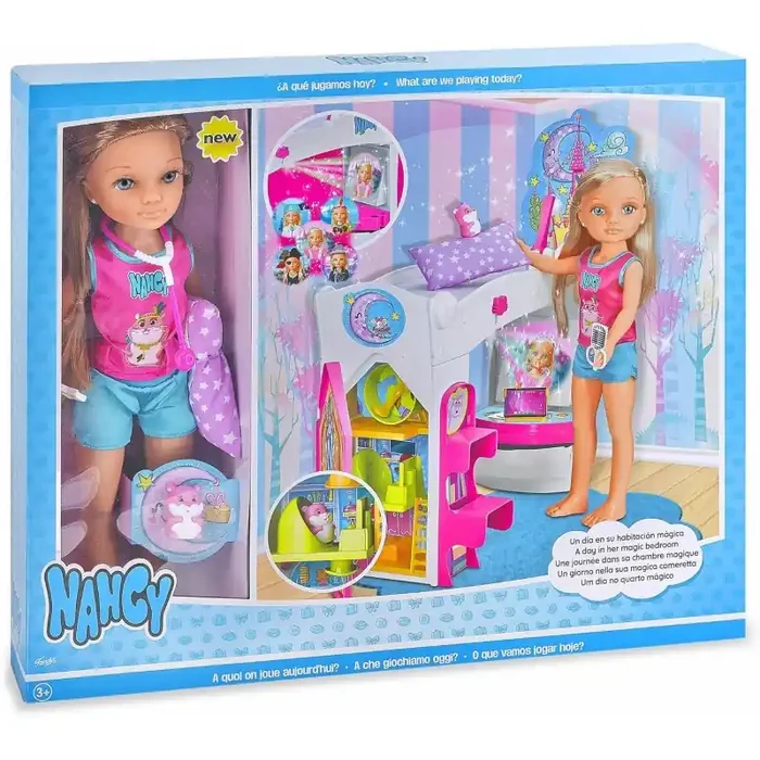 Nancy – Un día en la habitación mágica, Muñeca con playset y accesorios de habitación