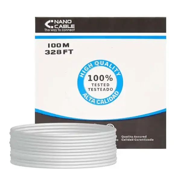 Nanocable Bobina de Cable de Red Rigido RJ45 Cat.6 UTP AWG24 100m – Color Gris