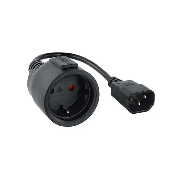 Nanocable Cable Adaptador para SAIs C14 Macho a CEE7 Hembra 16A 0.25m – Color Negro