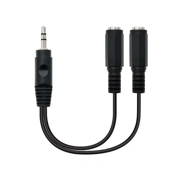 Nanocable Cable Audio Estereo 2x Jack 3.5mm Hembra a Jack 3.5mm Macho 0.15m – Color Negro