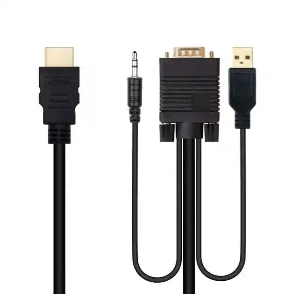 Nanocable Cable Conversor HDMI a VGA+Jack3.5+USB-A 1.8m – Color Negro