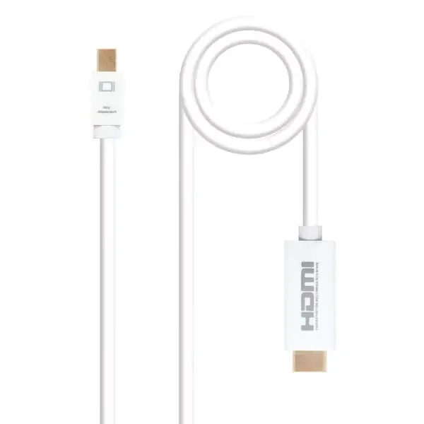 Nanocable Cable Conversor Mini DP Macho a HDMI v1.4 Macho 2m – Color Blanco